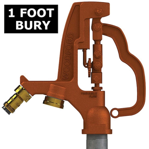 1" x 3/4" NPT x MPT 1-1/4" Galvanized Steel Pipe x 1' Bury Y2 Auto Dra, Backflow Prot. Yard Hydrant
